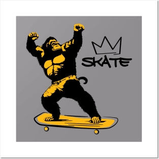 king skater gorilla Posters and Art